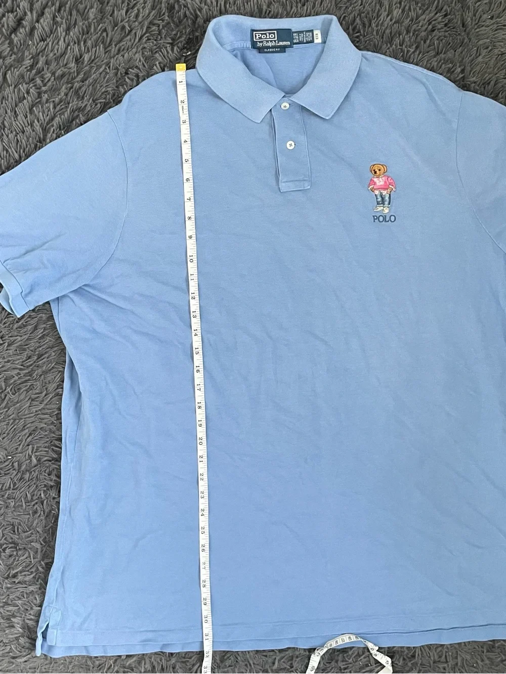 Men Size 2XL Ralph Lauren Big Blue Mesh Polo Bear Classic Fit Polo Shirt XXL